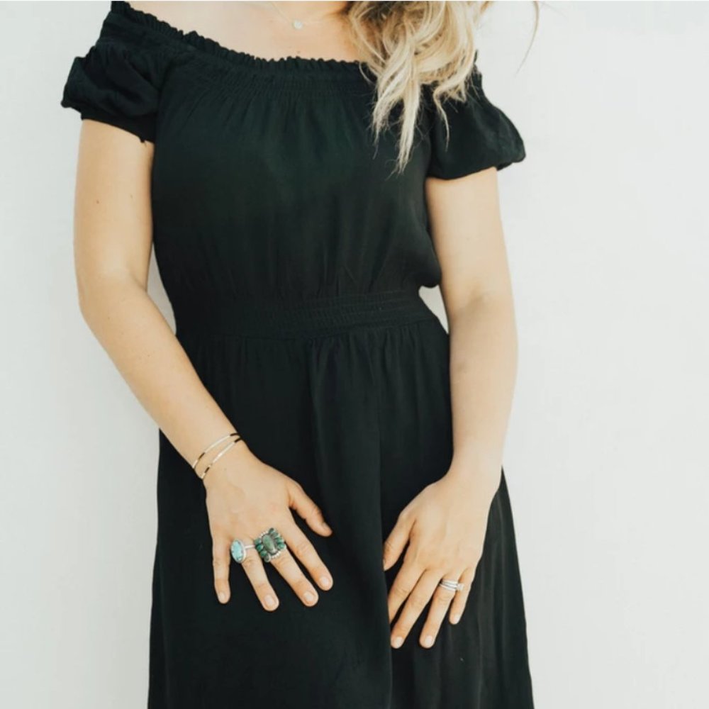 NEW! CJLA Caroline off the shoulder black dress Medium